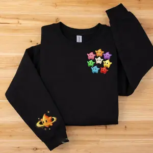 Embroidered Galaxy Luma Sweatshirt, Gamer Apparel, Star Embroidery Top