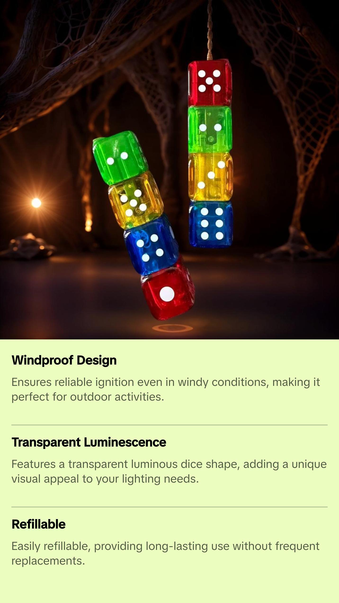 2026 Butane-Free Dice Lighter, Fun Stress Relief Toy, Multi-Purpose Kitchen & Outdoor Tool, Perfect for Candles, Ideal Holiday & Birthday Gift, Great for Party Games