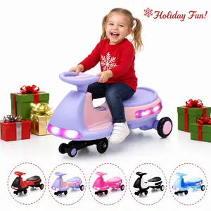 12V Electric Wiggle Car Ride-On Toy for Boys & Girls Ages 3+, Toddler Gifts with LED Lights, Music, Anti-Rollover Design for Indoor/Outdoor Use Ride On Tractor Ride On Excavator