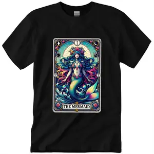 Mermaid Tarot Card T-Shirt, Mystic Sea Graphic Tee, Ocean Fantasy Shirt, Gothic Aesthetic Top