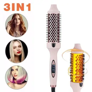 3-in-1 Thermal Brush Volumizer & Straightener, Hot Air Styling Comb with Temperature Control, Ionic Hair Brush for Curls, Volume, and Frizz-Free Styling, LED Display, 120-240V