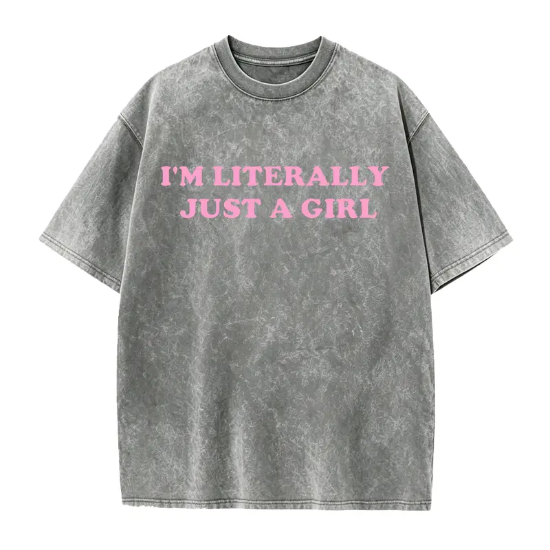 I’M LITERALLY JUST A GIRL Plus Size Women's T-Shirt - Stylish Black Tee with Eye-Catching Pink Text, Perfect for Casual Outings, Everyday Wear, and Gift-Giving