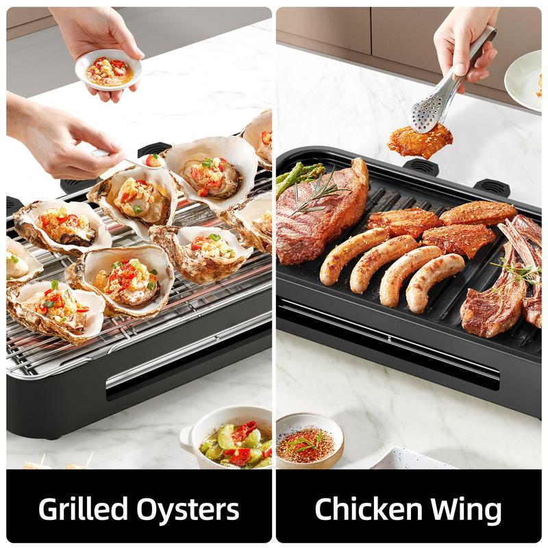 Indoor Smokeless Grill, Non-Stick Cooking Removable Plate1500W, Dishwasher Safe, Suitable for Grilling, Roasting &Frying Indoor Smokeless Grill, Non-Stick Cooking Removable Plate1500W, Dishwasher Safe, Suitable for Grilling, Roasting &Frying