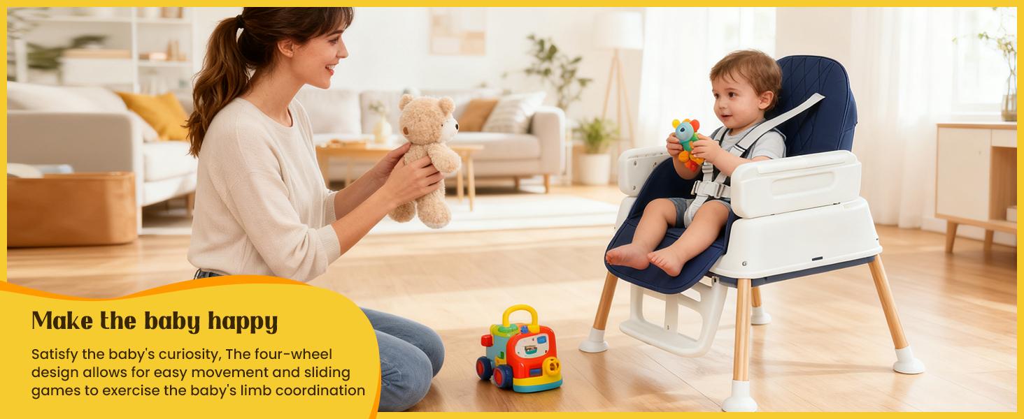 3 in 1 Baby High Chair,Portable Baby Highchair for Months Infants and Toddlers with 5 Point Harness Convertible Comfortable Seat for Cozy Eating Table Sit Up High Chair and Seats for Sitting Up Back Booster Feeding Chairs