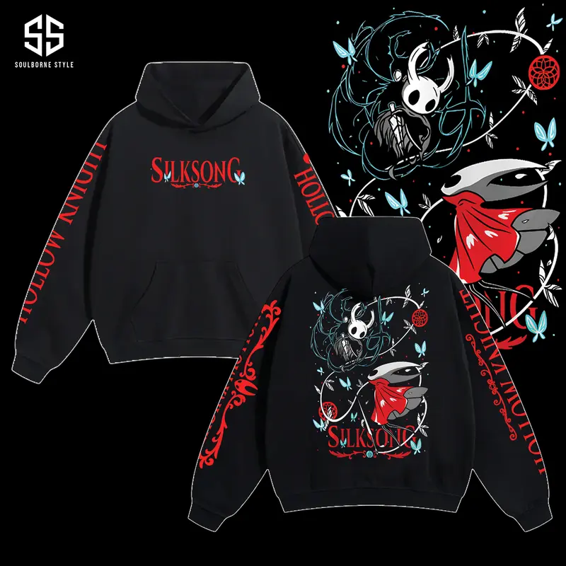 [Soulsborne Style] Vintage Daughter of Hallownest - Hornet - Hollow Knight: Silksong Unisex Hoodie, Soulsborne Gaming Apparel, Game Shirt, Video Game Clothes, Boy Merch, Gift For Him, Gift For Her, Soulslike Streetwear Black Cotton