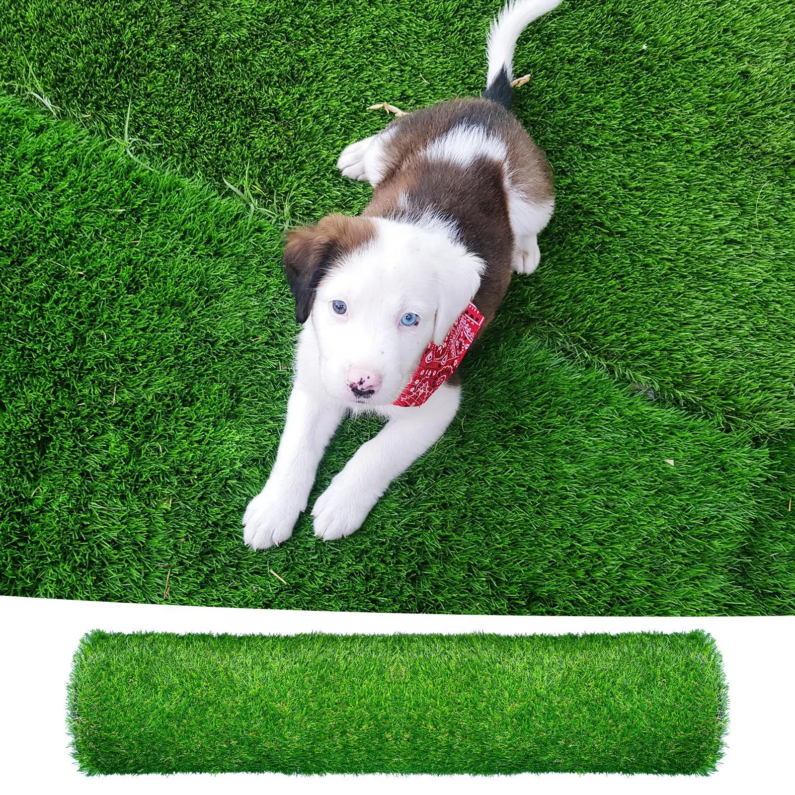 (2 Pack) 3.3x10ft PE & PP Artificial Grass Rug, Water Proof Realistic Thick Synthetic Carpet with Drainage Holes, Pet Friendly Natural Look Astroturf Mat for Indoor Outdoor Garden Decor Plants Decorative Faux Fruit Ornaments