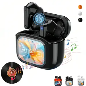 Earbuds Touch Screen Bluetooth 5.4 Wireless Headset, 3 Modes Film/Gaming/Music, 7 Sound Styles, Noise Reduction for Gaming Sports Daily Use, 6H Playtime 300mAh Charging Case Type-C Port Position Search Voice Control Remote Photo