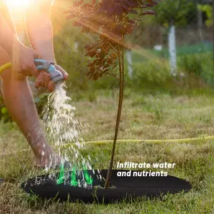 5 Pack Non-Woven Tree Ring Mulch Mats, Round Weed Barrier Fabric for Tree Root Protection