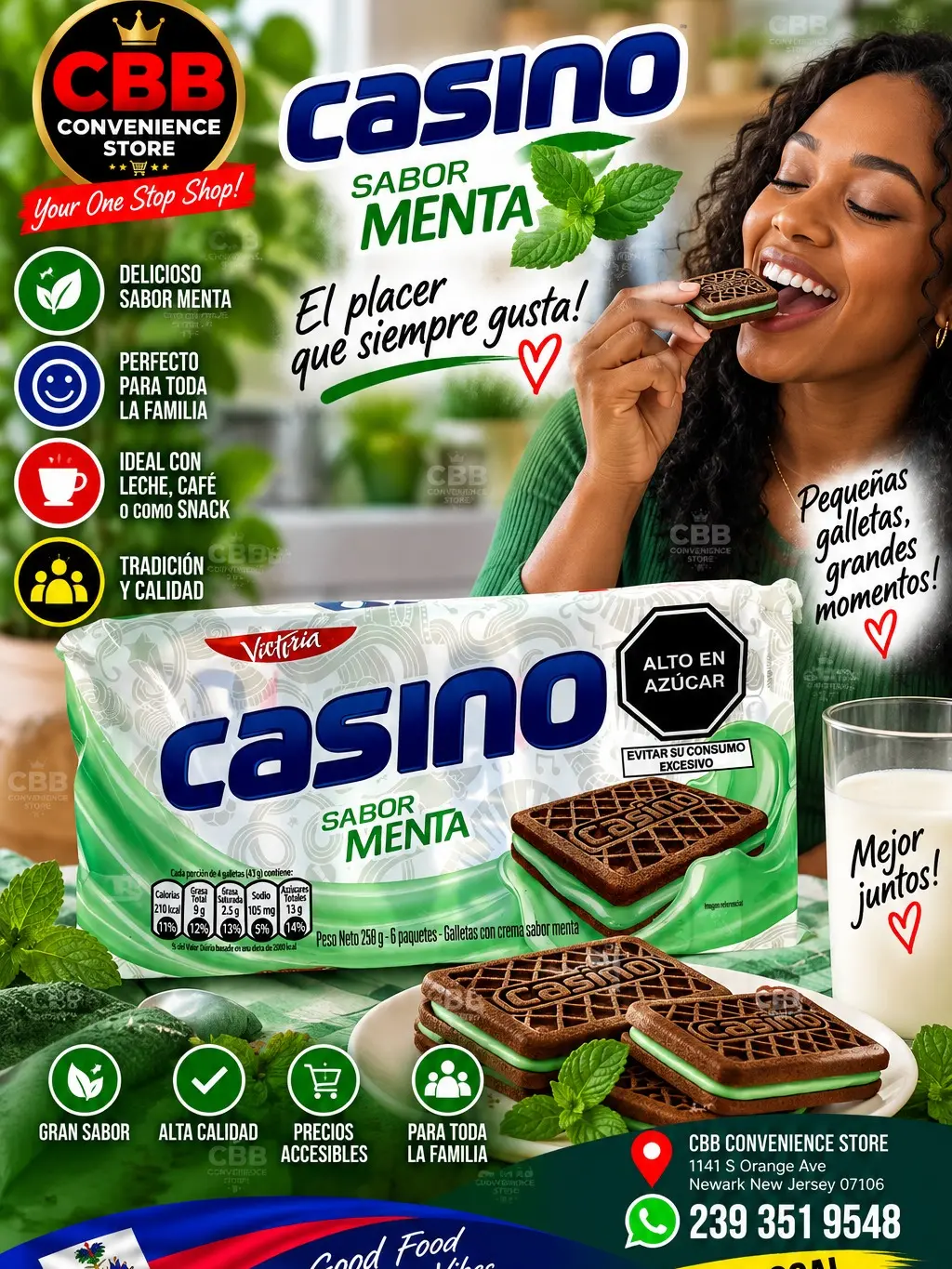 Victoria Casino Mint Cream Choco Cookies - 10oz Gluten-Containing, Soy-Inclusive Snack (2-Pack), Contains Gluten