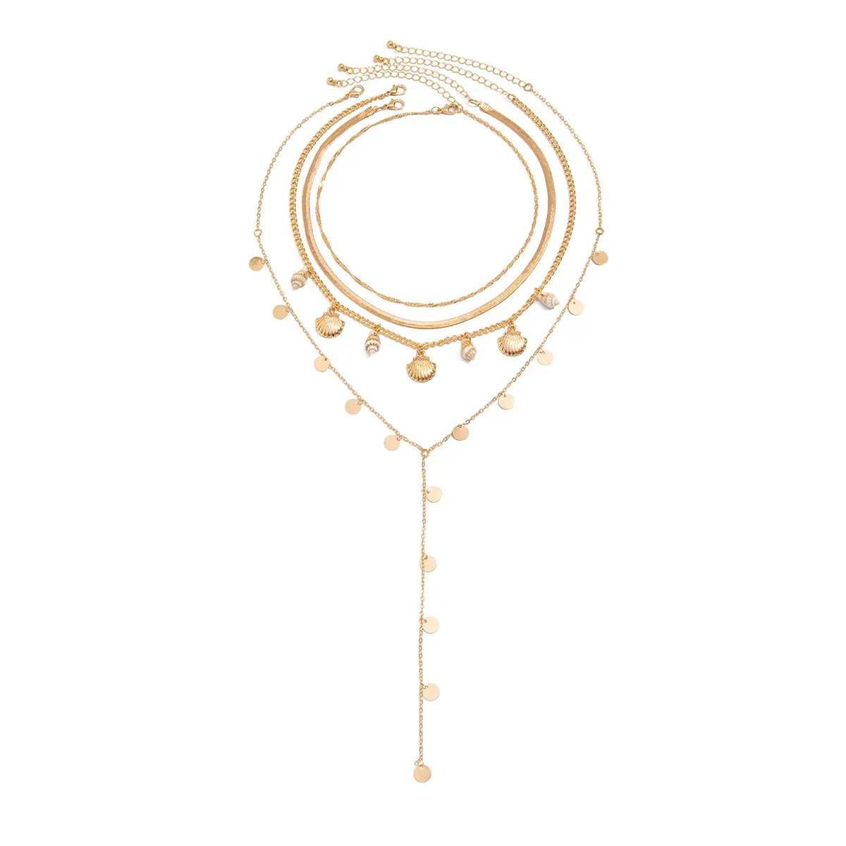 Women’s Ocean Vacation Shell Conch Pendant Necklace, Ins‑Style Sequin Stackable Clavicle Chain, Trendy Beach Neck Jewelry For Travel Holiday Daily Outfits