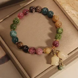 Ethnic Style Natural Stone Colorful Bracelet - With Flower Pendant - Perfect Gift For Girlfriend Or Best Friend