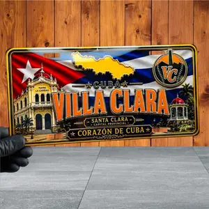 6x12 in Villa Clara, Cuba Collectible Car Decorative Plate - Santa Clara, Cuba's Heart