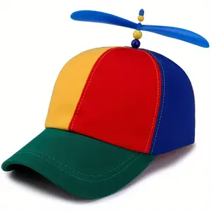 Festive Spiral Propeller Baseball Cap - Hand Wash or Dry Clean, Suitable for Outdoor Activities, Lightweight, Adjustable Closure, Fabric