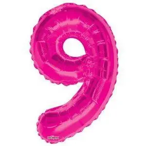 Number 9 Hot Pink Foil Balloon 34" in each. 19681-34