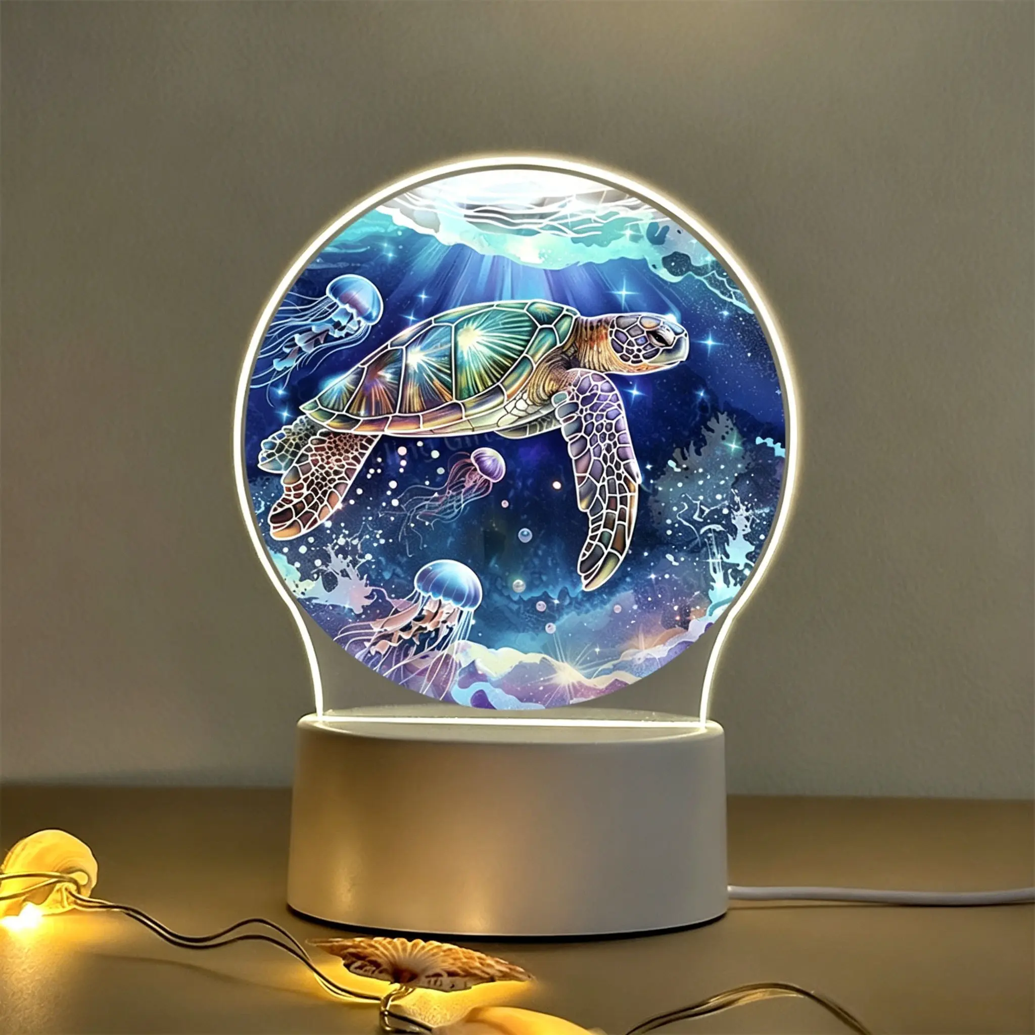 Hawaii Turtle LED Acrylic Night Light, USB Powered Bedside Table Lamp, Soft Ambient Light, Home Decor for Bedroom Living Room Beach Room