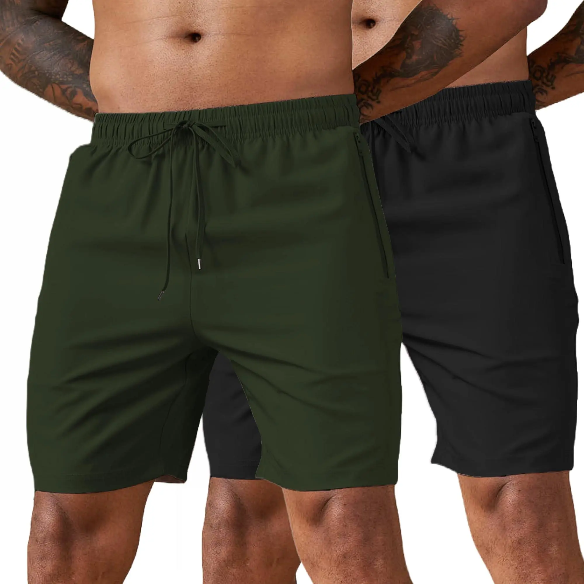 COOFANDY Men's 2 Pack Workout Gym Shorts 7 Inch / 5 Inch Athletic Shorts Lightweight Casual Jogger Short with Zipper Pockets