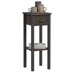 2-Tier Side Table with Drawer and Shelf – End Table for Living Room and Hallway, Slim 11.75" Wide, MDF Construction, Anti-Tipping Strap, 33 lbs Capacity, Coffee