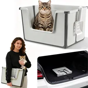Foldable Cat Litter Box, Portable Indoor Outdoor Cat Toilet, Includes Cat Sand Scoop