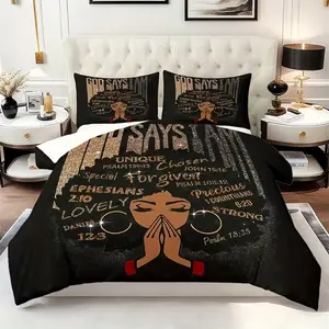 3-Piece Inspirational Down Comforter Set (1 Down Comforter + 2 Pillowcases, No Filler), Inspirational, Decorative Bedding Set, Ultra-Soft, Comfortable and Breathable, Suitable for Bedrooms, School Dorms, Hotel Rooms