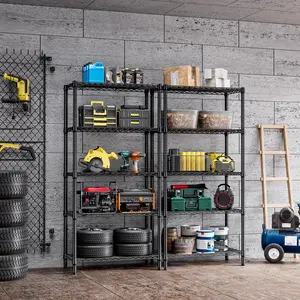 M MZG 1250 lbs Metal Shelving Unit 5-Tier Heavy Duty Storage Shelves for Garage Home Steel Racks Adjustable Organiser Installation