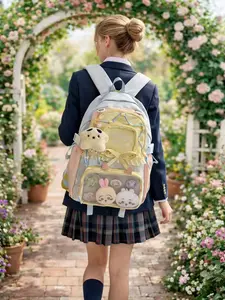 Faurala Kawaii Lace Ita Backpack for Girls, Cute Macaron Colors, Practical School Bag for Students, DIY Pin Display, Multiple Colors Available