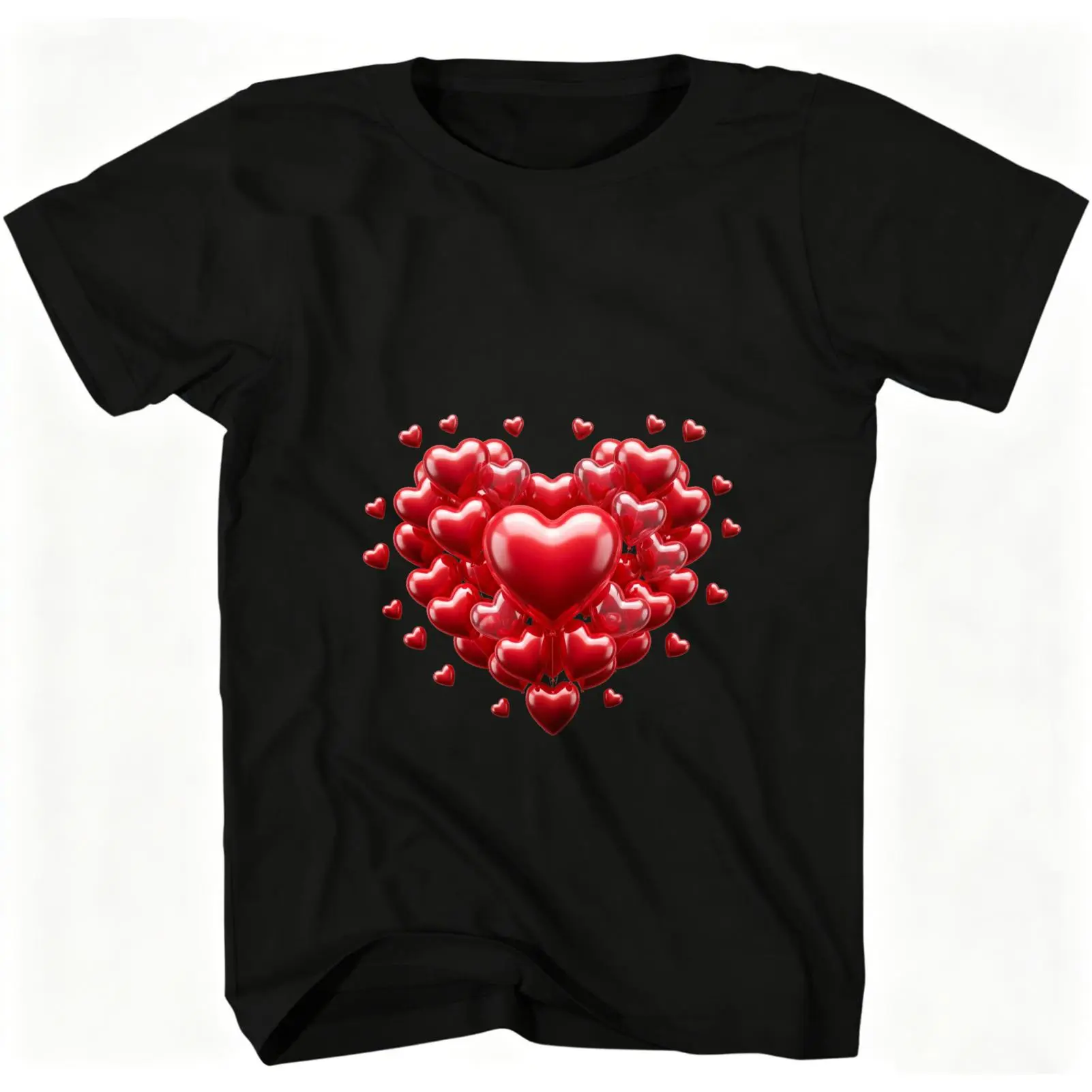 CARPESUN Romantic Love Heart Print T Shirt Glossy 3D Balloon Hearts Design Soft Cotton Casual Wear Unisex Style Perfect Gift For Lover Partner Boyfriend Girlfriend Husband Wife On Valentine S Day Anniversary Or Birthday