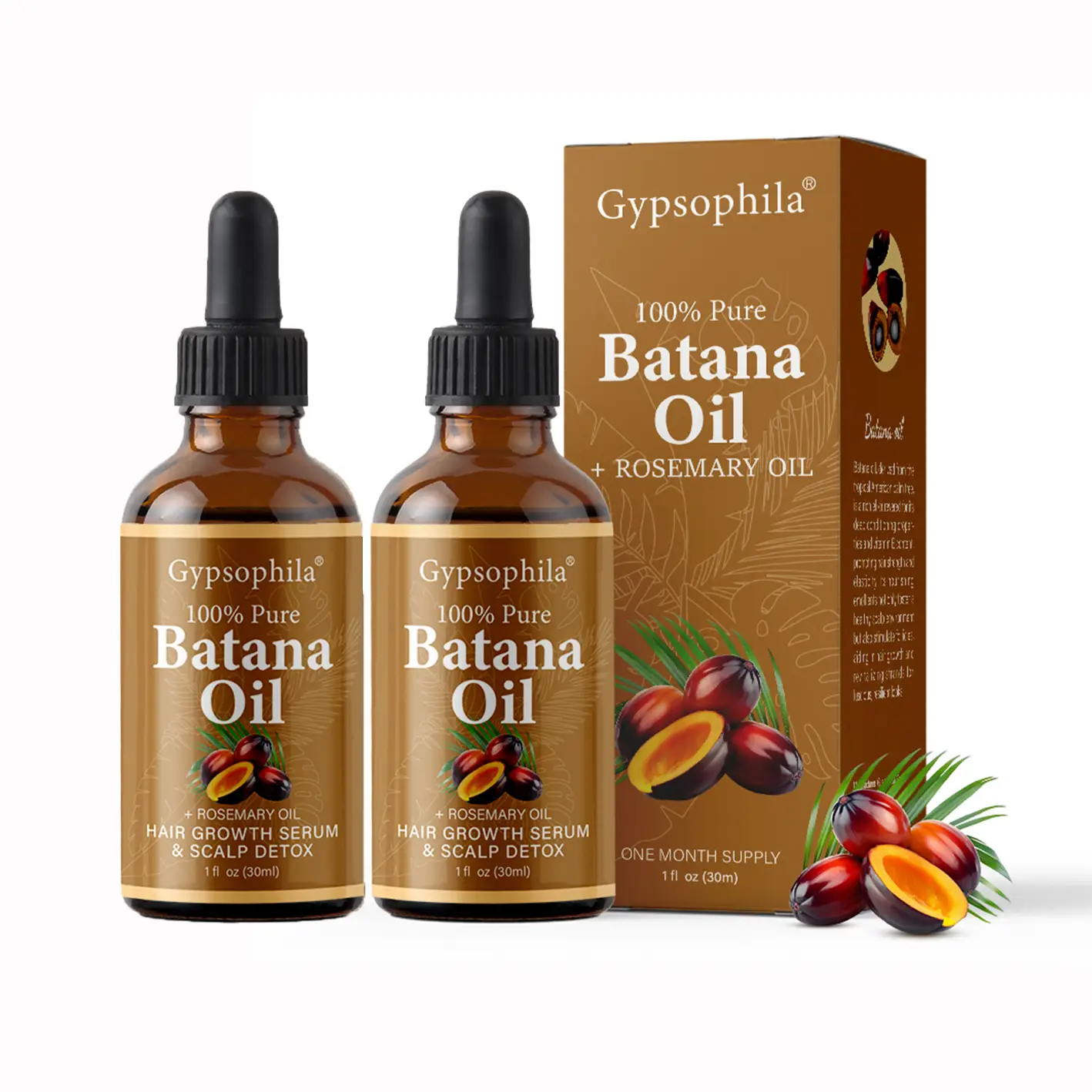 Gypsophila Batana rosemary oil, used to promote Hair Growth, Nourish the scalp, strengthen hair texture, reduce Hair Loss, and detoxify the scalp (30m