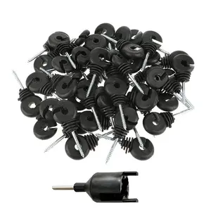 100Pcs Electric Fence Insulator Screw-in Insulator Fence Ring Post Wood Post Insulator with Insulator Socket Tool (100)