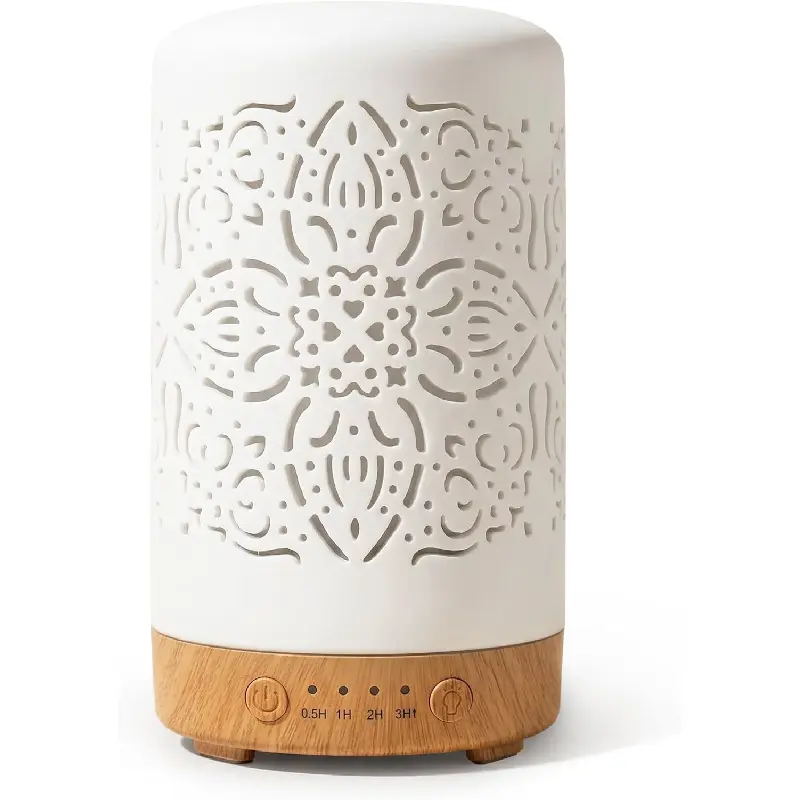 Essential Oil Diffuser White Ceramic Diffuser 100 ml Timers Night Lights and Auto Off Function Home Office Humidifier Aromatherapy Diffusers for Essential Oils