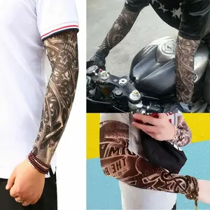 5PCS Cooling Tattoo Arm Sleeves - UV Sun Protection Tattoo Cover Up Sleeves, Stretchy Breathable Fake Tattoo Arm Covers for Men Women, Ideal for Cycling, Hiking, Driving, Outdoor Sports