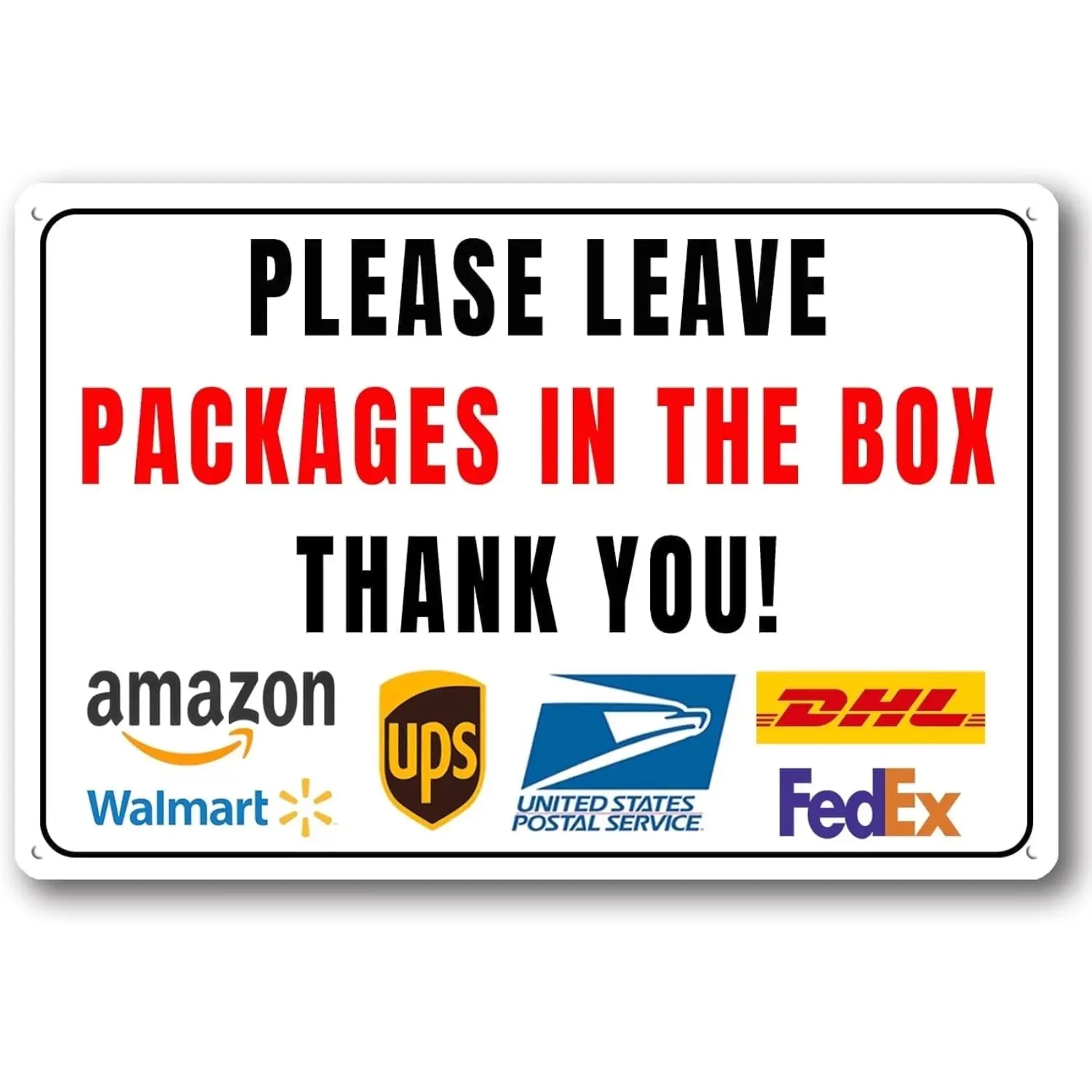 Please Leave Packages In The Box Thank You Metal Sign, Outdoor Delivery Reminder Sign for Home Yard Decor Home Signboard