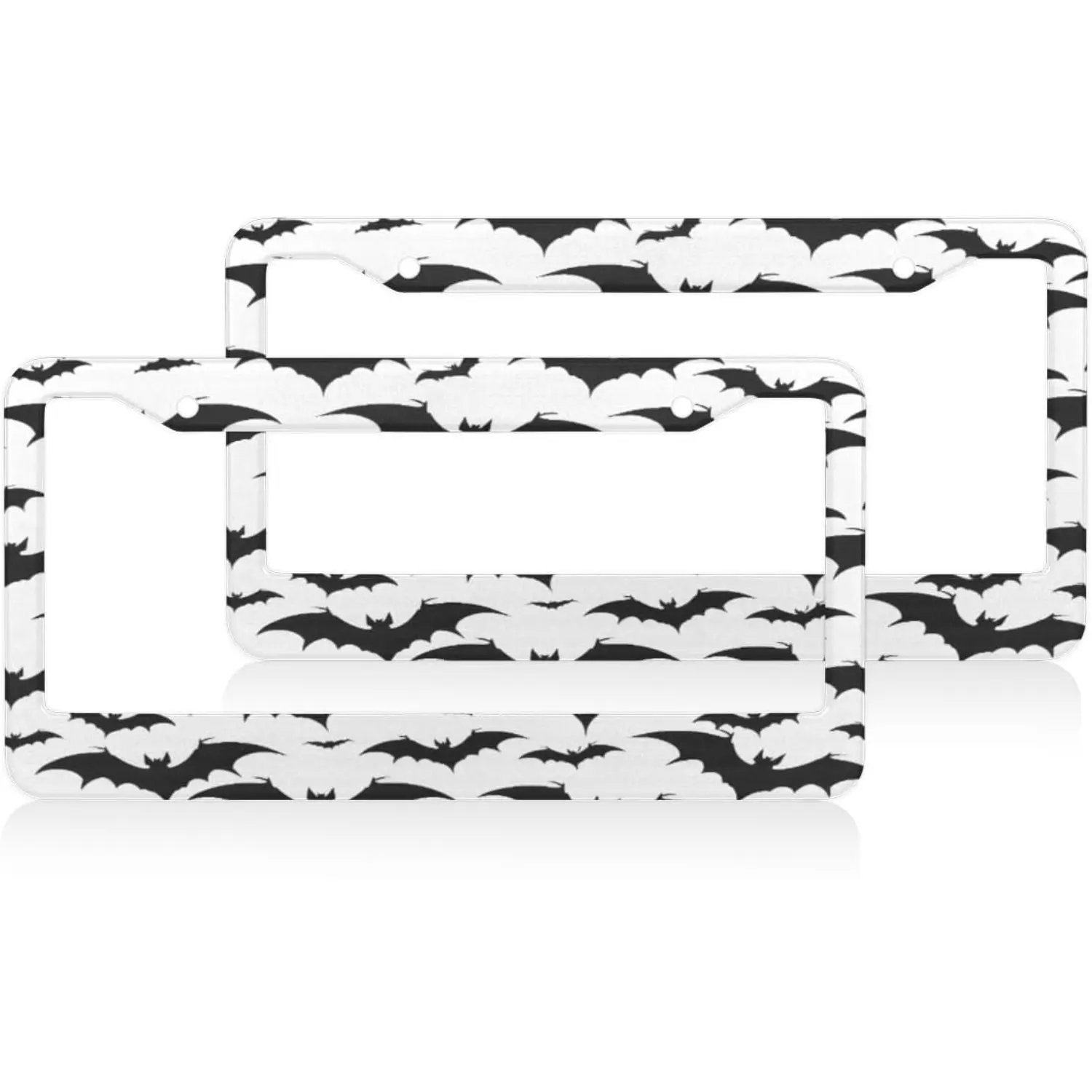 Bat License Plate Frame Universal Automotive Accessories Cars Decor with 2 Holes and Screws Fits Us Standard License Plates 12.2x6.3 Inch Set of 2 pieces