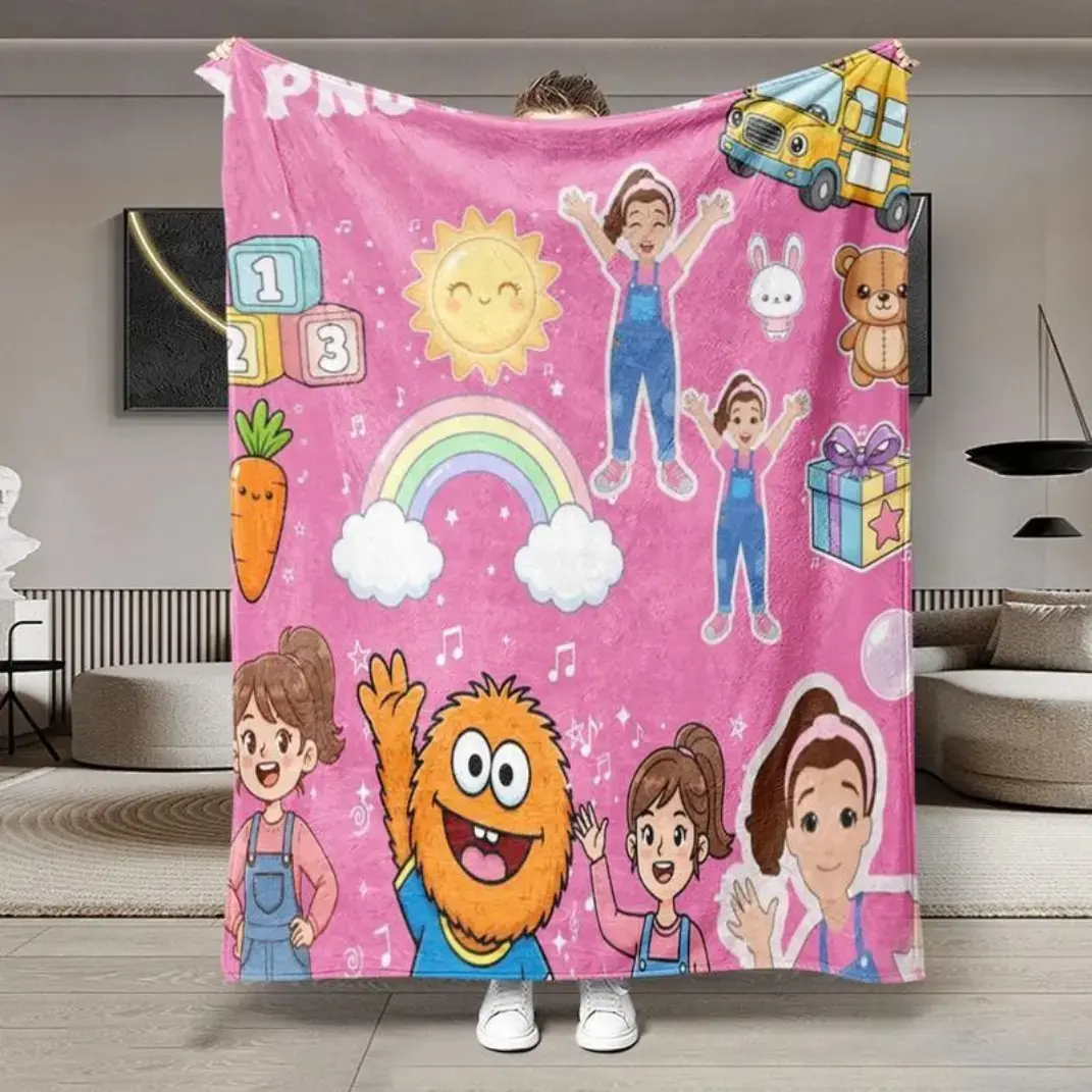 Miss Rachel Flannel Throw Blanket, Educational Fun Bright Colors Preschool Learning Print, Soft Warm Plush Thin Blanket for Sofa Bed Office Camping, Cozy Home Decor for Kids Fans Adults