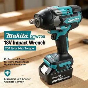 Makita DTW700 18V LXT Brushless Cordless Impact Wrench, 1/2" Square Drive 1000N·m Torque 2200RPM 2700IPM With LED & Anti-Slip Grip For Tire Service & Auto Repair  torque wrench   Power Tool  construction tools tool kit set mechanic tools