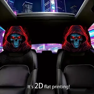 2pcs 11x10.2in Electro-skeleton Pattern Car headrest covers, Universal,easy to install,durable car interior accessories, Car interior decoration, for daily commutes and travel, gifts for car enthusiasts and holiday presents,3.19CYJ-6