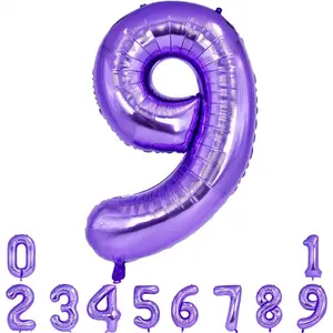 40 Inch Purple Large Numbers Balloon 0-9 Birthday Party Decor,Foil Mylar Big Number Balloon Digital 9 for Birthday Party,Wedding, Bridal Shower Engagement Photo Shoot, Anniversary