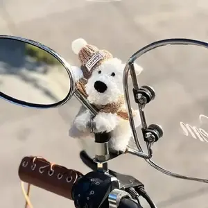 Cute West Highland Dog Plush Ornament, Creative Decoration for Motorcycle/Bike Rearview Mirror