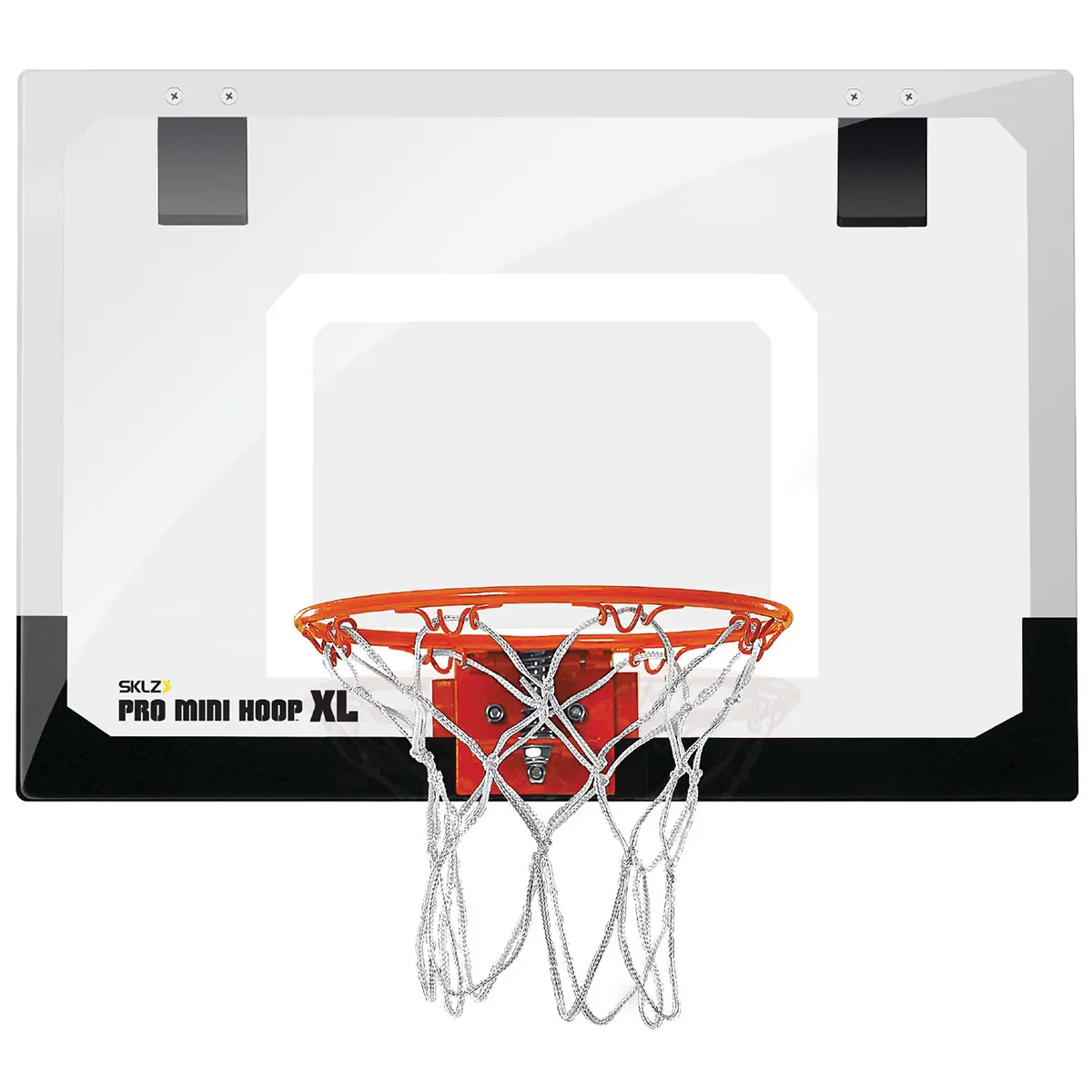 SKLZ Pro Mini Basketball Hoop - XL, Black/White Polycarbonate Backboards, Foam Padded Mounts, Mini Hoop Ball Included for Dorm Indoor Play