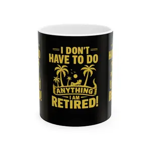 Retirement Celebration Ceramic Mug - Funny Retired Gift, Coffee Mug, Tropical Vibe, Retirement Humor, Relaxation Cup