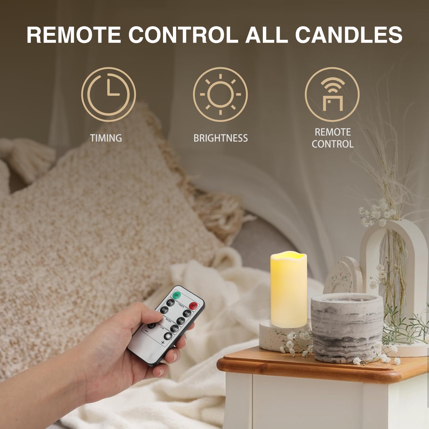 2PACK Outdoor Flameless Candles with Remote Control and Timer LED Flickering Battery Operated Electric Pillar Candles D3 x H5.5 Waterproof Design for Camping Weddings Home Energy Efficient