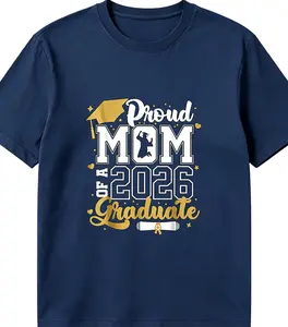 Proud Mom Class of 2026 Graduation Shirt - Heavyweight 100% Cotton T-Shirt - Senior 2026 Family Matching Gifts, US Ready to Ship 1pcs