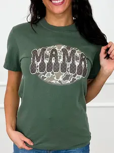 Camo Mama Graphic Tee for Women | Short Sleeve Stretchy 100% Cotton Comfort Colors Shirt - Avery Mae Exclusive, 2Xl