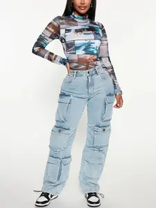 Fairfax High Rise Stretch Cargo Jeans - Light Wash