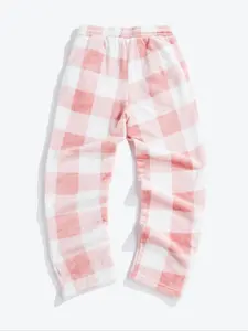 Men's Plaid Print Drawstring Waist Flannel Sweatpants, Regular Fit Casual Comfy Pocket Straight Leg Trousers for Fall & Winter, Men's Bottoms for Daily Wear