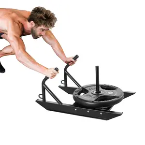 TikTokShopBlackFridayVEVOR Weight Training Pull Sled, Fitness Strength Speed Training Sled with Handle, Steel Power Sled Workout Equipment for Athletic Exercise & Speed Improvement, Suitable for 1"&2" Weight Plate, Black