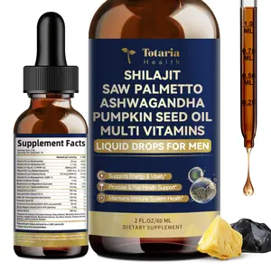 Totaria Health Shilajit Liquid Drops for Men with Saw Palmetto Ashwagandha Pumpkin Seed Oil Sea Moss Multivitamin 2FL Pineapple Flavor Supports Prostate Health Energy Immune Function