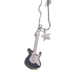 Y2k Hot Girls Guitar Star Pentagram Pendant Necklaces Sweet Cool Necklace