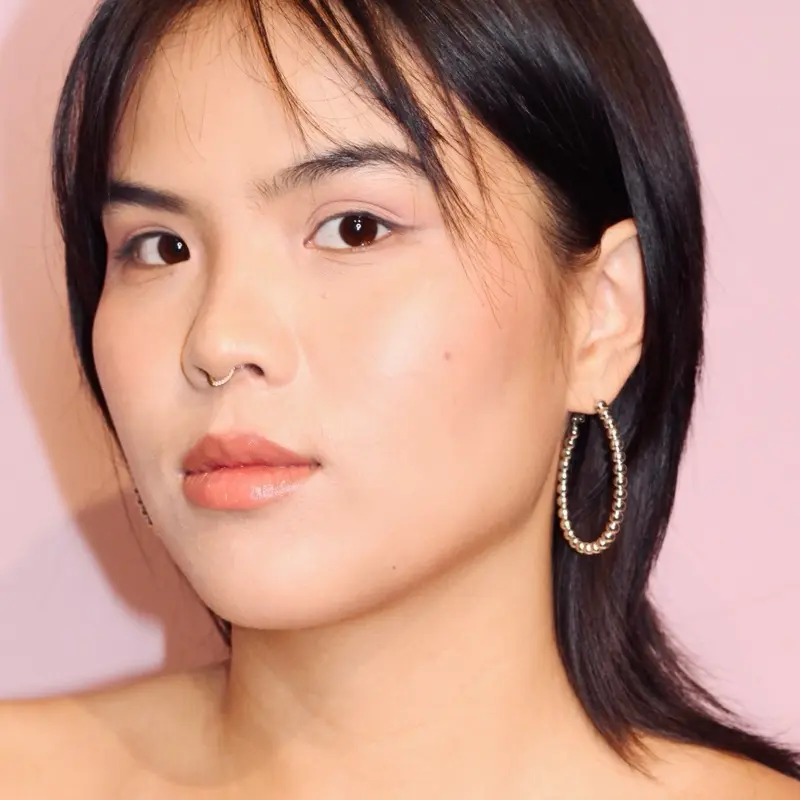 Oval Ball Hoop Earrings