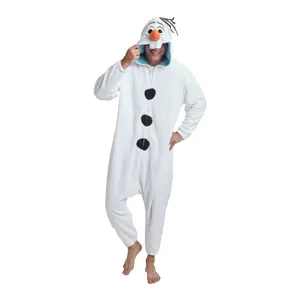 Frozen Olaf Adult White Long Sleeve Hooded Kigurumi Onesie Costume Cosplay Suit-XL