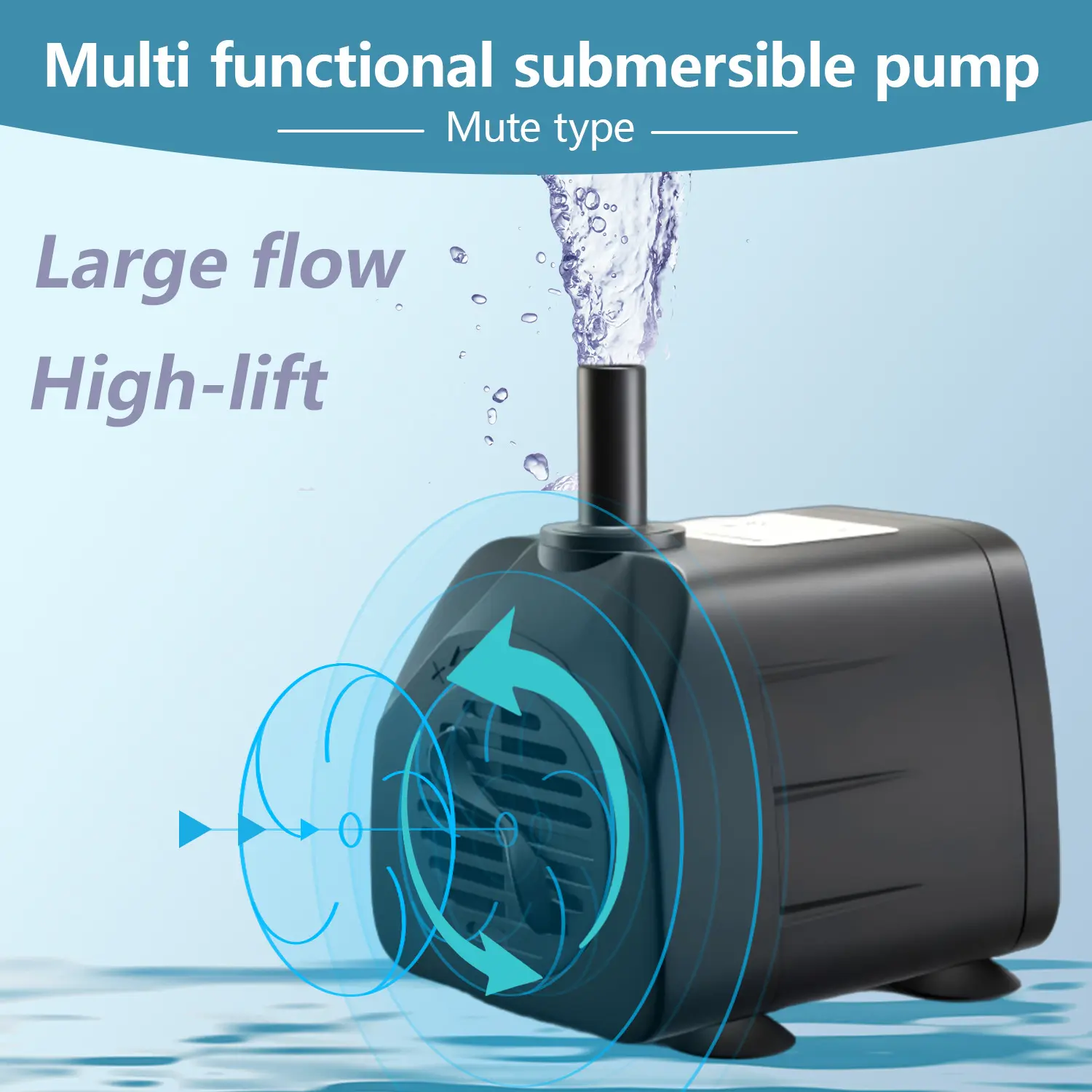 110V Ultra-Quiet Submersible Aquarium Pump - 2000GPH High Flow Rate Pond-Safe Pump with Silent Operation for Fish Tank, Fish Pond, Waterfall Circulation